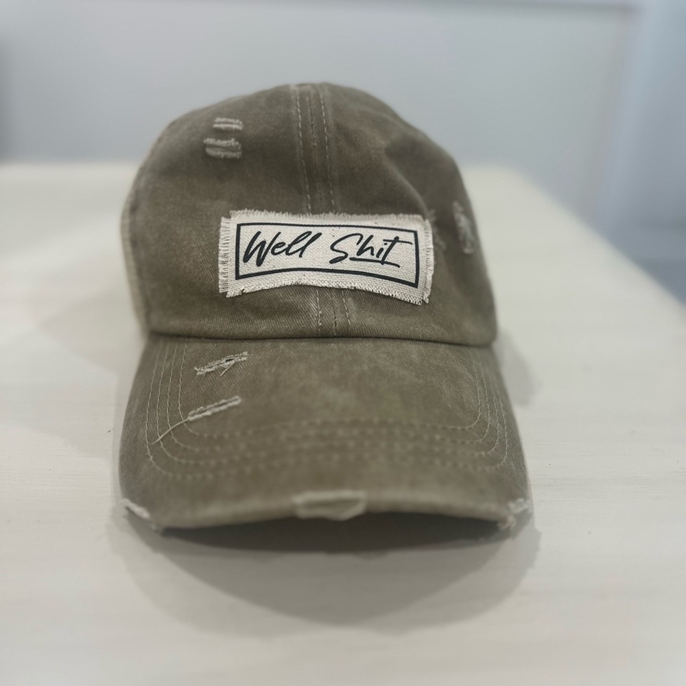 Tan Distressed Cap with Patch